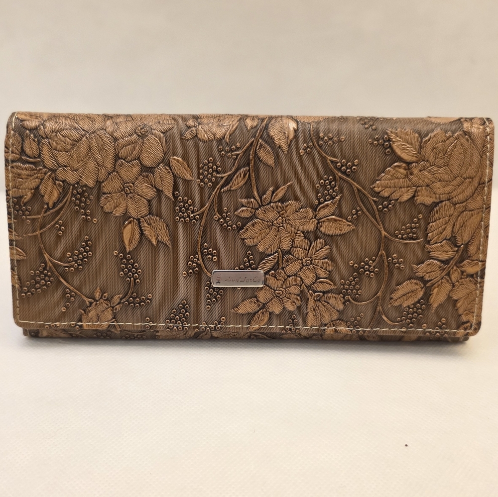 Floral Embossed Brown Wallet